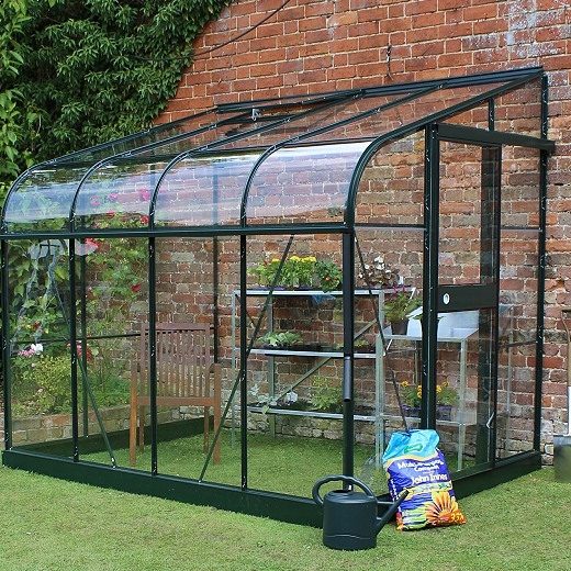 8x6 green silverline lean to wall greenhouse halls